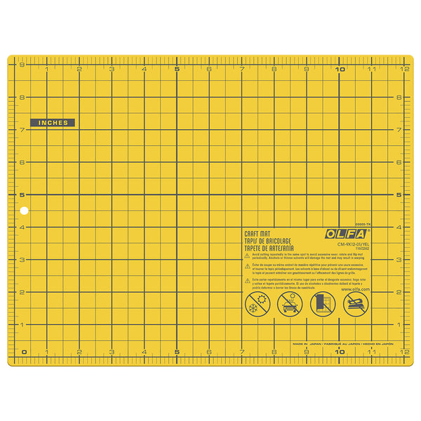 OLFA CM-9x12-01/YEL - 9 x 12 Double-Sided Cutting Mat (Yellow)