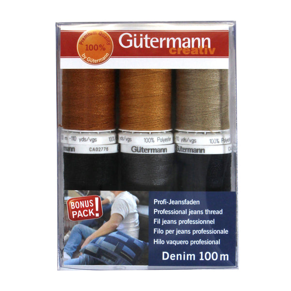 GUTERMANN Ensemble de Fil denim 6 bobines 100m