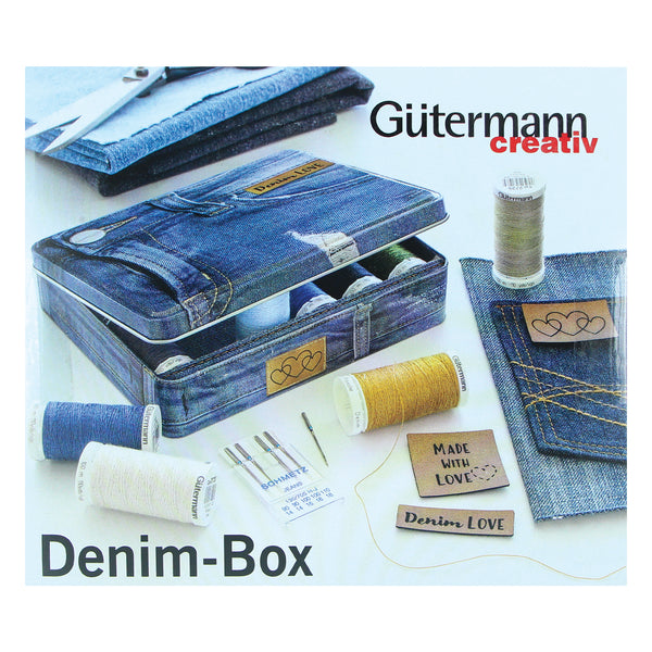 GÜTERMANN Boîte nostalgie amour du denim Fil à coudre pour denim de 100m 12 couleurs