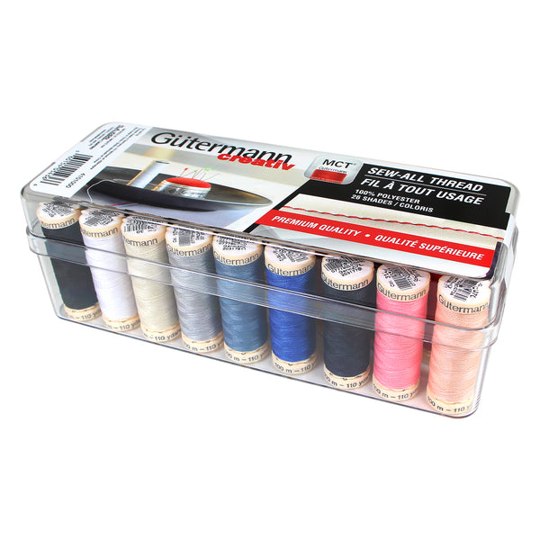 GUTERMANN Boîte de fils en acrylique pour tout coudre MCT 26 mcx - couleurs variées