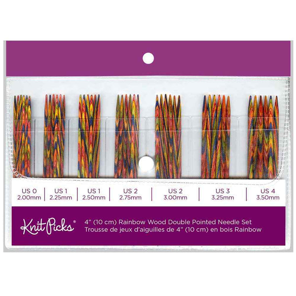 KNIT PICKS Rainbow Wood Double Point Knitting Needle Set 10cm (4") - 42pc