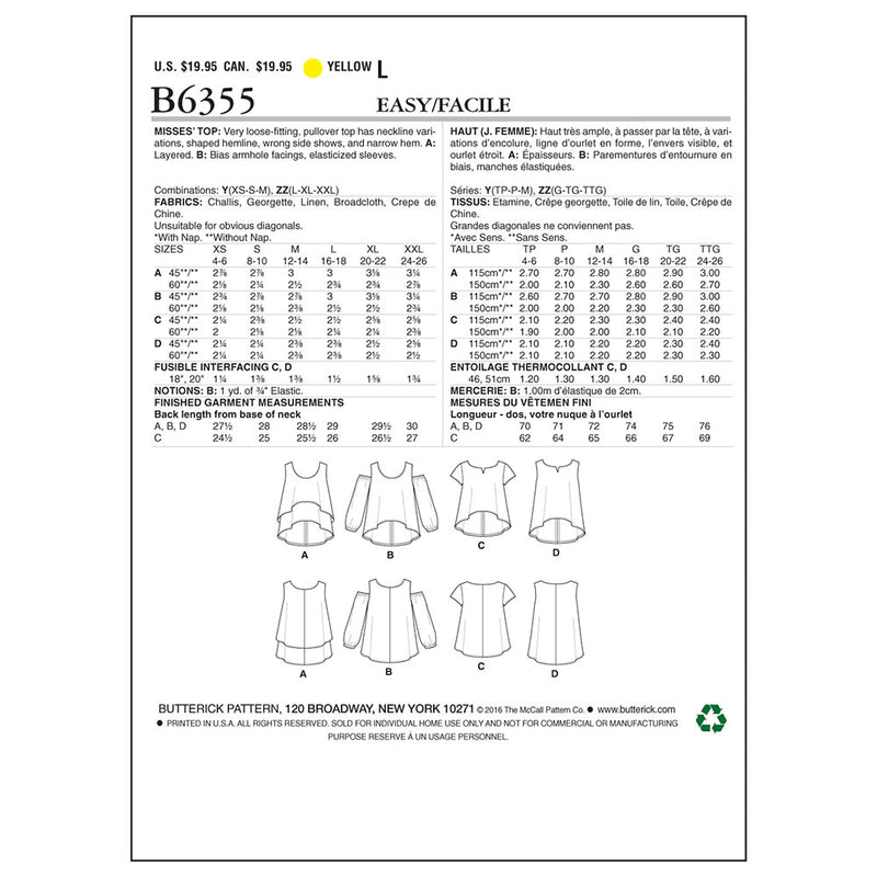 BUTTERICK 6355 Haut