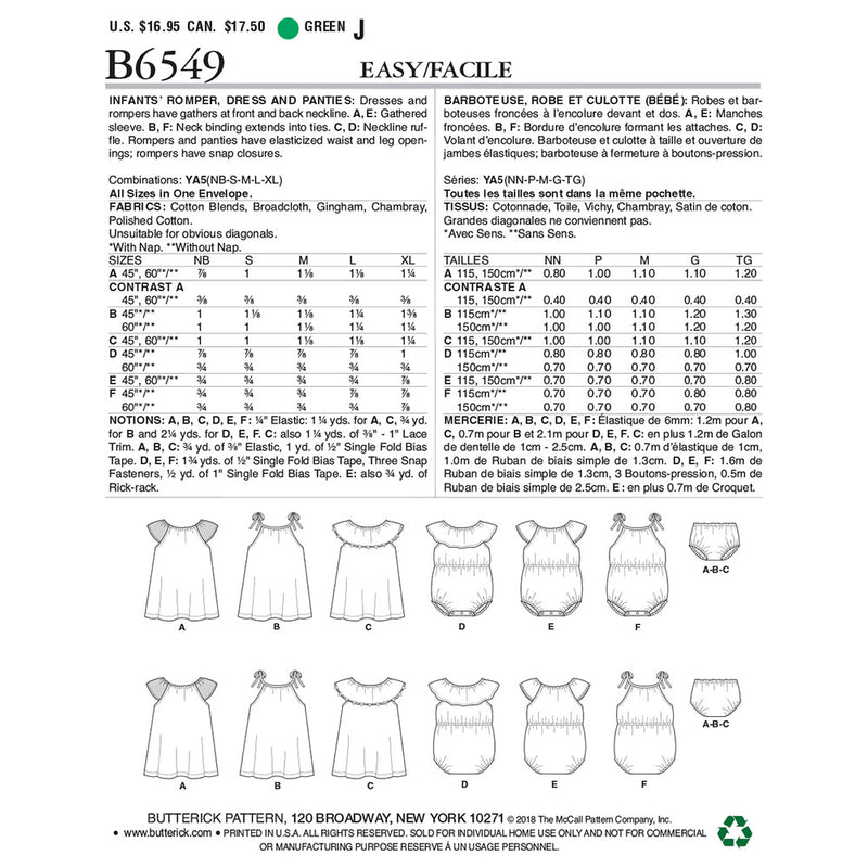 BUTTERICK 6549 Décontracté