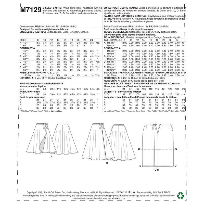 McCALL's M7129 Skirt