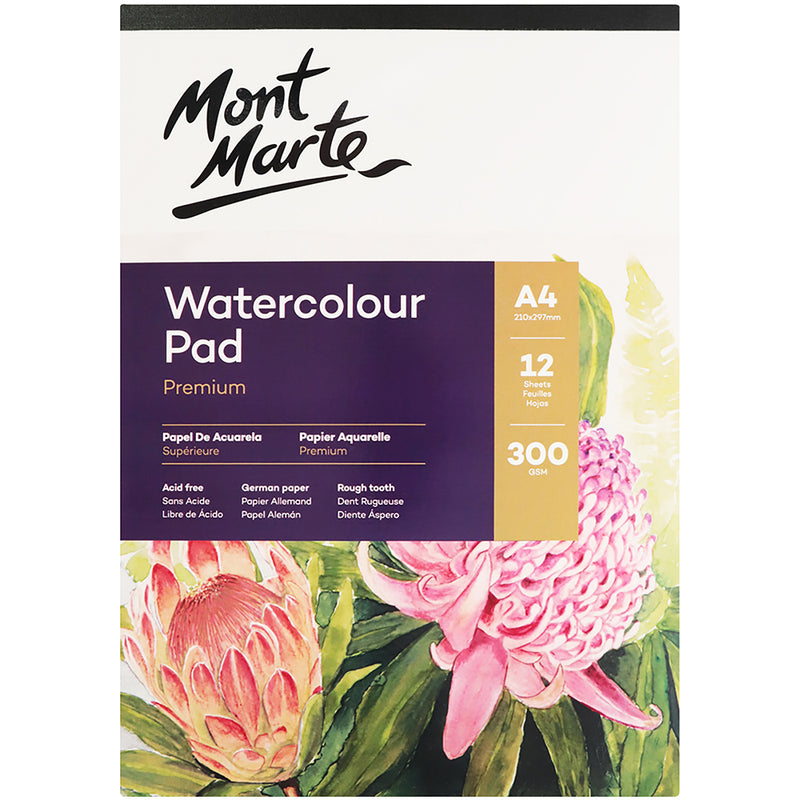 MONT MARTE Tablette à aquarelle de grande qualité 300g - 12 feuilles - A4
