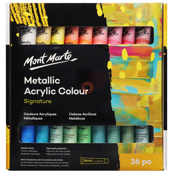 MONT MARTE Ensemble Signature de peinture acrylique en couleur métallique - 36mcx x 36ml (1,2oz)
