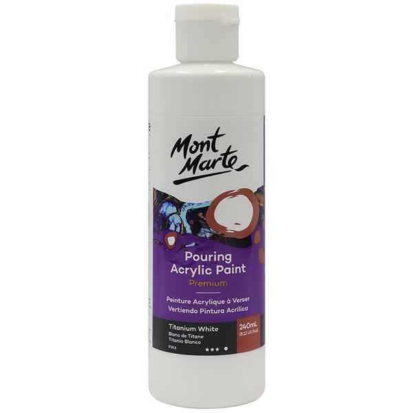 Peinture en acrylique à verser MONT MARTE de première qualité 240ml (8,12oz) - blanc titane
