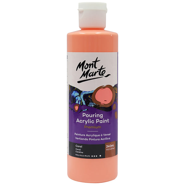 Peinture en acrylique à verser MONT MARTE de première qualité 240ml (8,12oz) - corail
