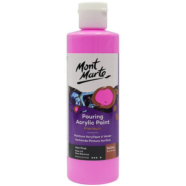 Peinture en acrylique à verser MONT MARTE de première qualité 240ml (8,12oz) - rose vif
