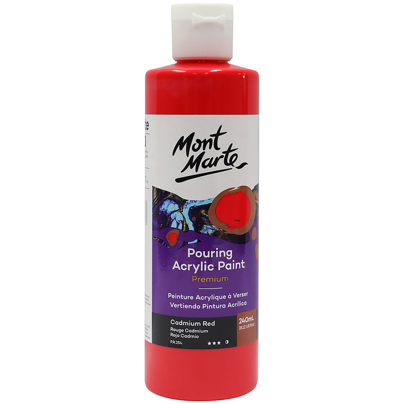 Peinture en acrylique à verser MONT MARTE de première qualité 240ml (8,12oz) - rouge de cadmium
