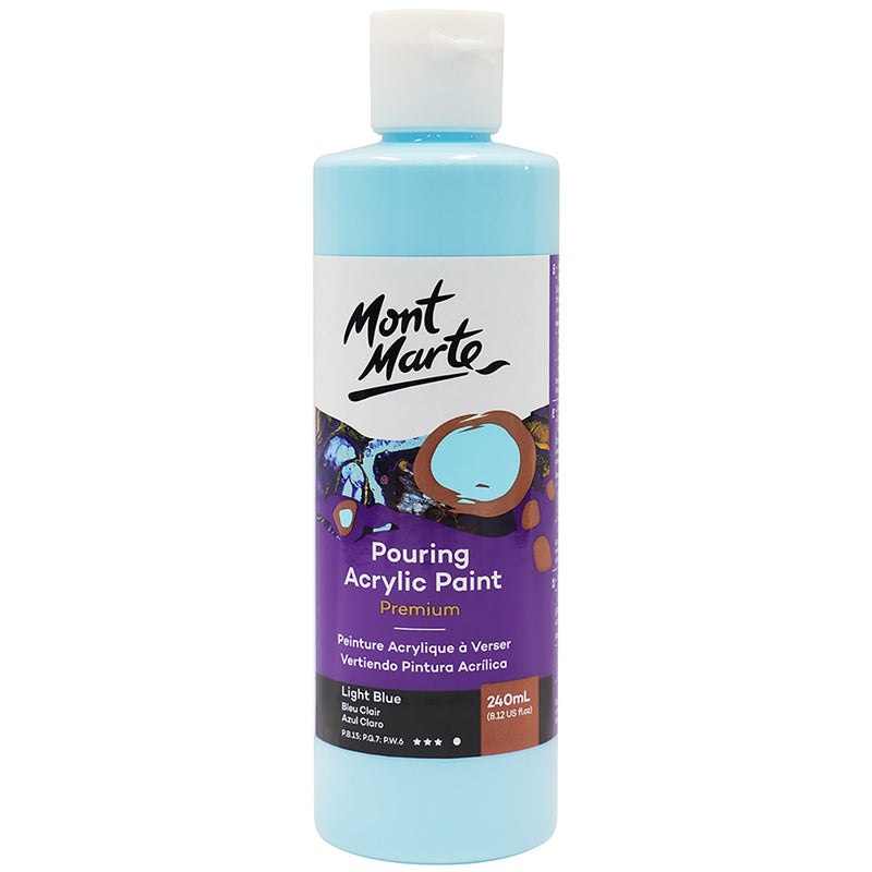 MONT MARTE Premium Pouring Acrylic Paint 240ml (8.12oz) - Light Blue