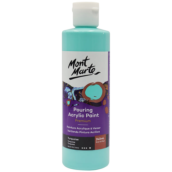 Peinture en acrylique à verser MONT MARTE de première qualité 240ml (8,12oz) - turquoise
