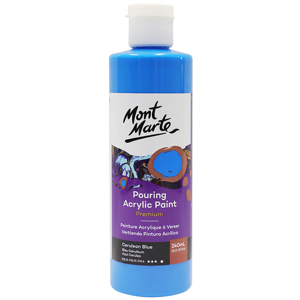 Peinture en acrylique à verser MONT MARTE de première qualité 240ml (8,12oz) - bleu céruléen
