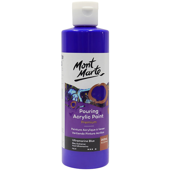 Peinture en acrylique à verser MONT MARTE de première qualité 240ml (8,12oz) - bleu outremer
