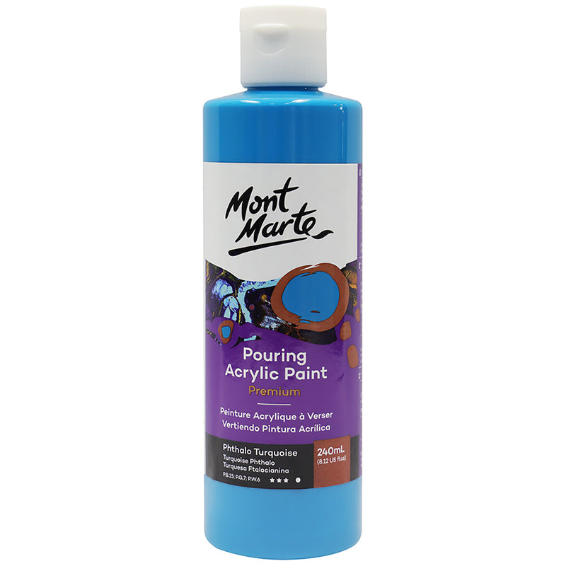 Peinture en acrylique à verser MONT MARTE de première qualité 240ml (8,12oz) - turquoise phtalo
