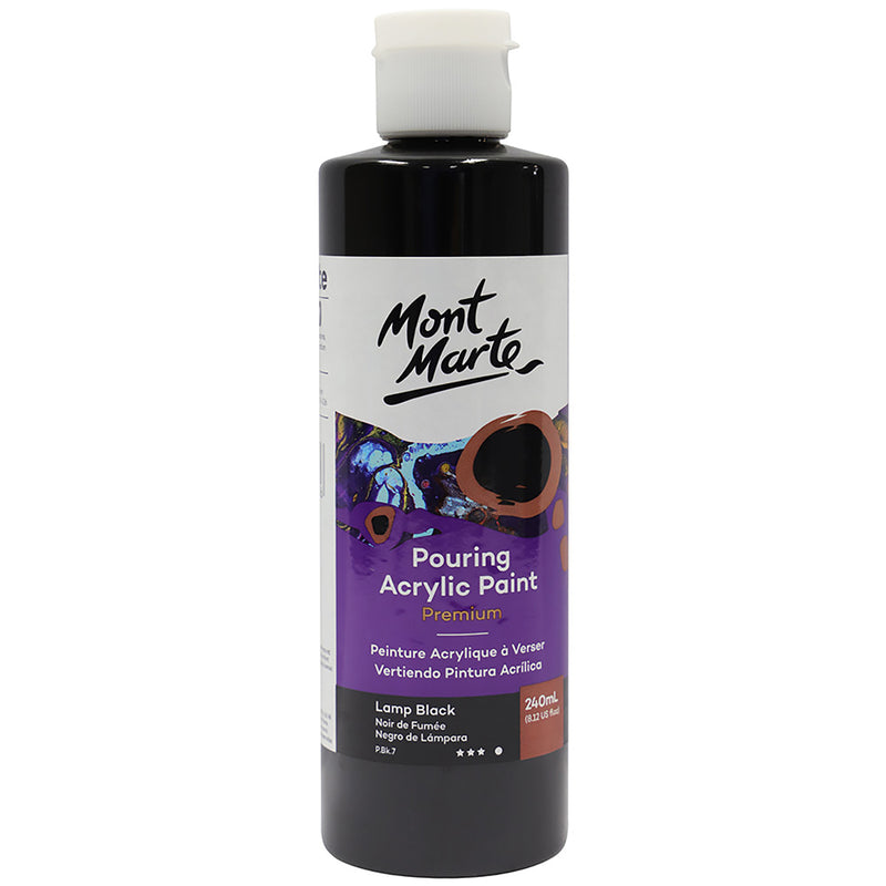 Peinture en acrylique à verser MONT MARTE de première qualité 240ml (8,12oz) - lampe noire
