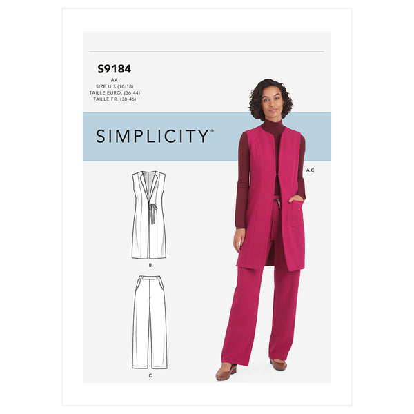 SIMPLICITY S9184 Gilet Et Pantalons Pour Femmes/Plus
