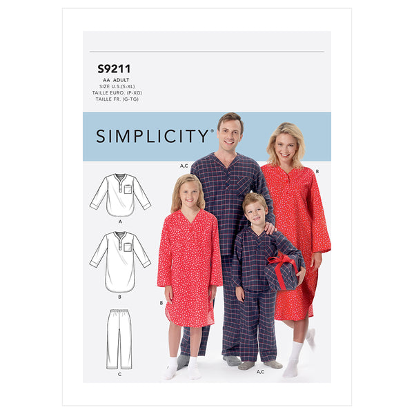 SIMPLICITY S9211 Unisex Top, Shirt, And Pants Sized For Adults And Kids