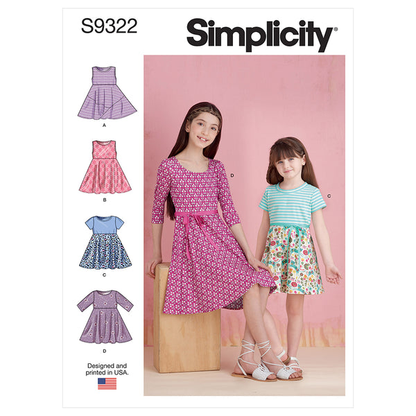 SIMPLICITY S9322 Children And Girls' Pullover Dress