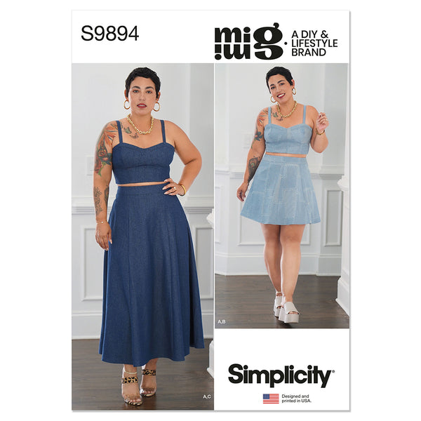 SIMPLICITY S9894 Haut Et Jupe En Deux Longueurs Pour Jeunes Femmes Et Femmes
