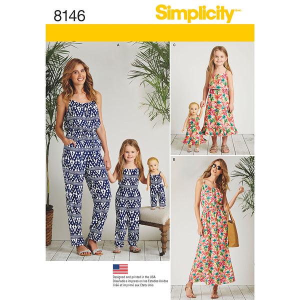 SIMPLICITY 8146 Children And Misses' Doll Cloth