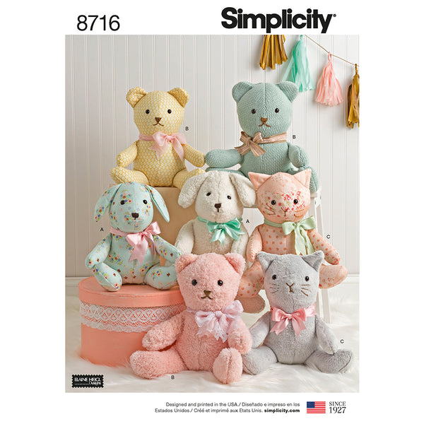 SIMPLICITY 8716 Stuffed Animal