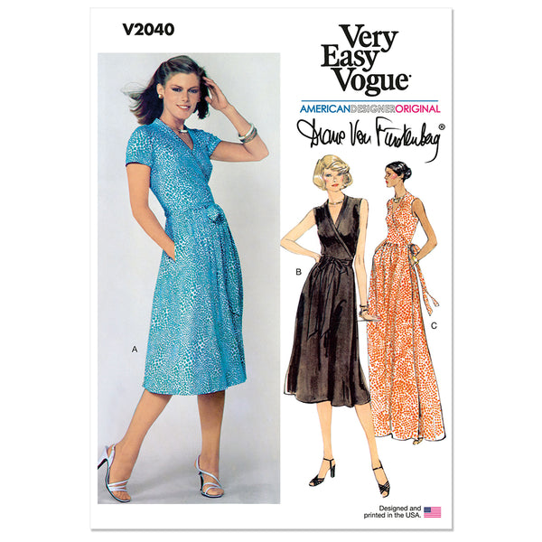 VOGUE V2040 Misses' Front Wrap Dresses by Diane von Furstenberg